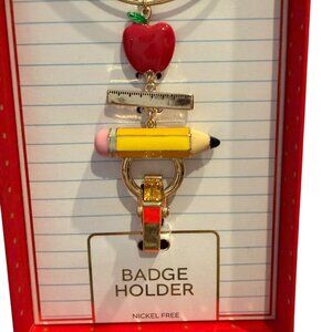 True to Form Favorite Teacher Badge Lanyard with Red/Gold Gift Box